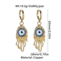 Gold evil eye drop earrings with blue enamel and irregular lava textured metal design - Lava Fluid Green Eye (YSE032-02)