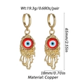 Exaggerated golden evil eye drop earrings with lava texture and red eye details - Lava Fluid Red Eye (YSE032-03)