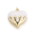Gold-plated heart pendant with white enamel drip design for DIY jewelry making - Pure White