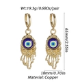 Exaggerated golden brass evil eye drop earrings with molten metal texture and blue enamel - Lava Fluid Dark Blue Eye (YSE032-04)