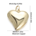 Macro detail of gold-plated brass heart pendant showing dimensions 53mm by 38mm - Shiny Oversized Heart Charm (YSN107-02)