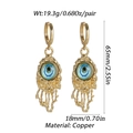 Exaggerated golden evil eye drop earrings with lava texture and branch tassels - Lava Fluid Multi Eye (YSE032-05)
