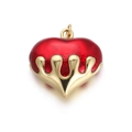 Red heart-shaped pendant in gold finish with vibrant enamel for DIY jewelry making - True Red