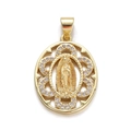 Religiöser Our Lady of Guadalupe Anhänger vergoldet mit funkelnden Zirkonia-Kristallen - Unsere Liebe Frau von Guadalupe Hohl-Stil (1)