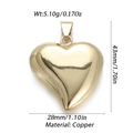 Detailed view of gold plated heart cross pendant showing 5.10g weight and size specifications - Mirror Polished Medium Heart Pendant (YSN107-03)