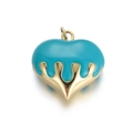 Sky blue enamel heart pendant charm with gold-plated drip effect for DIY jewelry - Sky Blue