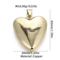 Detailed macro view of a 43mm polished gold-plated copper heart cross pendant charm - Shiny Heart Pendant With Clasp (YSN107-04)