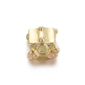 Macro detail of a gold-plated pumpkin carriage charm with pink enamel wheels for DIY jewelry - Gold Carriage