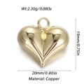 Vista dettagliata del ciondolo a cuore e croce in ottone dorato con dimensioni - Cuore Oro Lucido Medio (117)