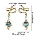 Gold snake evil eye drop earrings for women made of polished copper material - Snake Red Eye (YSE011-3)