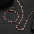 Gold stainless steel Evil Eye necklace and bracelet set with red enamel charms - Red and Black Evil Eye Necklace and Bracelet Set (7)