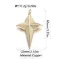 Detailed view of large brushed copper four-pointed star pendant in gold finish - Large Brushed Four Pointed Star (YSN107-07)