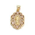 Detailansicht des Jungfrau Maria Anhängers mit Vergoldung, Muschel und Zirkon-Mikropavé - Heiligenfigur Weißer Marquise-Zirkonia Stil (5)