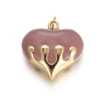 Gold-plated heart pendant with dusty pink enamel dripping effect for DIY jewelry - Dusty Rose