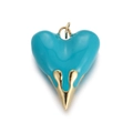Sky blue heart pendant with golden lava spikes for custom DIY jewelry and necklaces - Sky Blue Style