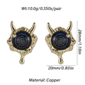 Detailed dimensions of copper evil eye earrings with blue eye texture on gold base - Devil Horn Blue Black Eye (YSE008-2)