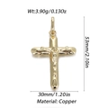 Detailed specifications of gold plated copper crucifix cross pendant with size measurements - Crucifix Jesus Cross (YSN107-10)