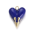 Lava heart pendant in deep blue enamel and gold trim for DIY bracelets and necklaces - Deep Blue Style