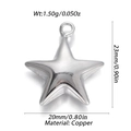 Silver star-shaped copper pendant with dimensions 23x20mm for DIY jewelry making - Silver Star 2
