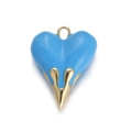 Lava heart pendant with sky blue enamel finish and golden melting metal design - Blue-Green Style