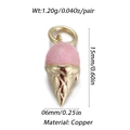 Macro shot of 15mm copper ice cream cone pendant with pink glitter resin and gold base - Mini Ice Cream Cone (060-06)