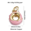 Detail of pink glitter donut pendant charm made of copper for DIY jewelry making - Pink Glitter Donut (060-07)