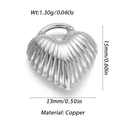 Irregular heart shaped copper pendant with sunburst texture in silver finish for DIY jewelry - Silver Textured Heart 2