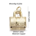 Macro detail of a 40x25mm gold handbag pendant with dimensions and weight specs - Brushed Texture Handbag Pendant (YSN107-13)