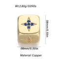 8mm golden copper star charm bead with blue gemstones for DIY jewelry making - Star Flare Blue Zirconia Cube (YSN129-01)