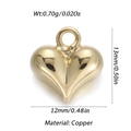 Polished 14k gold-plated copper heart pendant for DIY jewelry making 12mm x 13mm - Gold Mini Heart 5