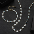 Handmade golden stainless steel Evil Eye necklace and bracelet jewelry set with blue enamel - Mediterranean Blue and White Enamel Necklace and Bracelet Set (12)