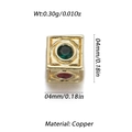 Golden 14k copper cube bead charm with colorful zircon stones for DIY jewelry - Micro Pave Zirconia Cube Charm (YSN129-04)