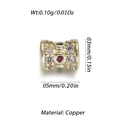 Cylindrical 14k gold plated copper spacer bead with pink and red zircon stones - Tri-Color Gem Cylindrical Spacer (YSN129-07)