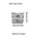 Silver plated cylindrical copper charm bead with colorful zircons for DIY jewelry - Silver Tri-Color Zirconia Cylindrical Bead (YSN129-08)