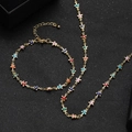 Gold Evil Eye star bracelet and necklace set with colorful enamel charms for women - Star Charm Multicolor Evil Eye Necklace and Bracelet Set (15)