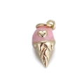 Detail of pink glitter ice cream cone charm with golden heart for DIY jewelry - Heart Pink Ice Cream Style