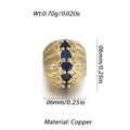6mm hollow wave gold bead with blue zircon inlay, made of 0.7g high-quality copper - Wavy Hollow Blue Zirconia Bead (YSN129-11)