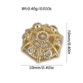14k gold plated 10mm snowflake bead cap with white zircons for DIY jewelry making - Dome Six-Stone Bead Cap (YSD021-03) / Gold