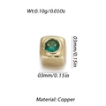 3mm 14k gold-plated copper square bead with green zircon inlay for DIY jewelry - 3mm Gold Green Zirconia Square Bead (YSN129-13)