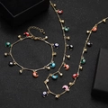 Handmade gold stainless steel evil eye jewelry set with colorful crescent moon charms - Crescent Moon and Star Multicolor Enamel Necklace and Bracelet Set (17)