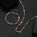 Handmade gold evil eye jewelry set featuring a colorful enamel necklace and bracelet - Exotic Simple Multicolor Bead Necklace and Bracelet Set (18)