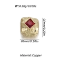 5mm 14k gold plated copper square spacer bead with red zircon stone for DIY jewelry - Gold Square Bead With Red Zirconia (YSN129-16)