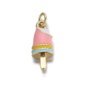 DIY colorful enamel ice cream pendant in golden metal for jewelry making and accessories - Colorful Layered Popsicle Style