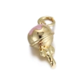 Golden lollipop charm with pink glitter enamel for DIY jewelry and accessory making - Pink Glitter Lollipop Style