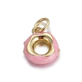 Detailed view of pink enamel donut charm with gold metal base for DIY jewelry making - Glitter Pink Donut Style