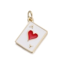 Detail of red heart Ace playing card pendant with gold trim for DIY jewelry - Playing Card Ace Of Hearts Style