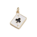 Creative gold plated Ace of Clubs poker pendant with white enamel for DIY jewelry making - Poker Card Ace of Clubs Style