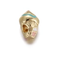 Gold plated heart bead with light blue wave enamel and pink patterns for DIY jewelry - Gold Mushroom House