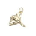 Macro view of a 14K gold seashell pendant with a mirror-polished finish and bail - Conch Style (068-06)