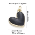 Vista macro del ciondolo a cuore con specifiche del materiale rame e dimensioni - Bordo Nero Cuore (73)